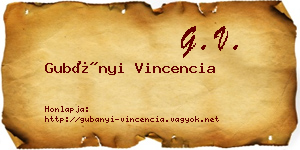 Gubányi Vincencia névjegykártya